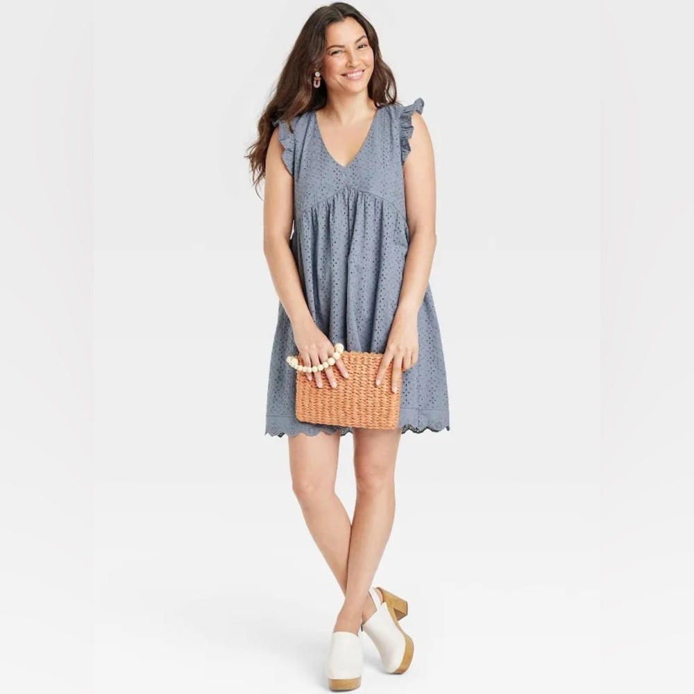 Knox Rose Blue Ruffle Sleeve Mini Dress